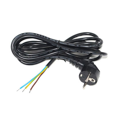 Cordon électrique à extrémité ouverte européen Schuko 10A 250V Fil de cuivre nu pour usage industriel / domestique Conforme à la directive CE RoHS