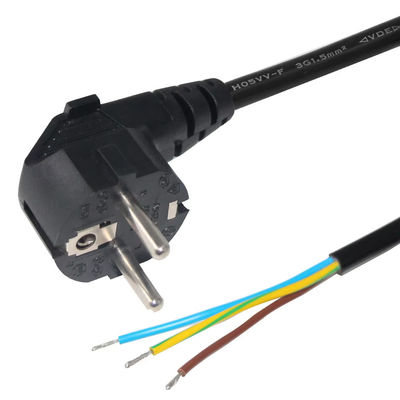 Cordon électrique à extrémité ouverte européen Schuko 10A 250V Fil de cuivre nu pour usage industriel / domestique Conforme à la directive CE RoHS