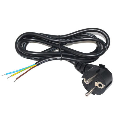 Cordon électrique à extrémité ouverte européen Schuko 10A 250V Fil de cuivre nu pour usage industriel / domestique Conforme à la directive CE RoHS
