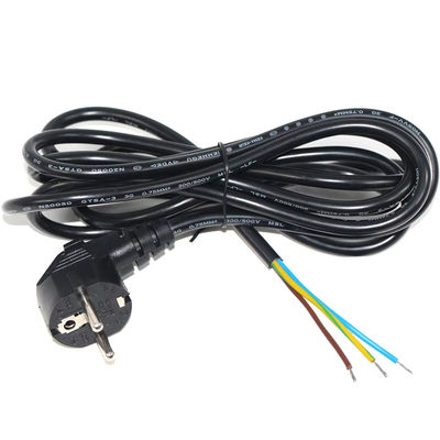 Cordon électrique à extrémité ouverte européen Schuko 10A 250V Fil de cuivre nu pour usage industriel / domestique Conforme à la directive CE RoHS
