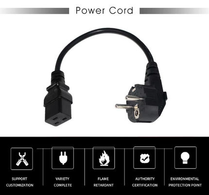 1.2M Cable électrique EU à C19 de qualité industrielle pour l'utilisation de serveurs / centres de données 10A 250V CE certifié RoHS