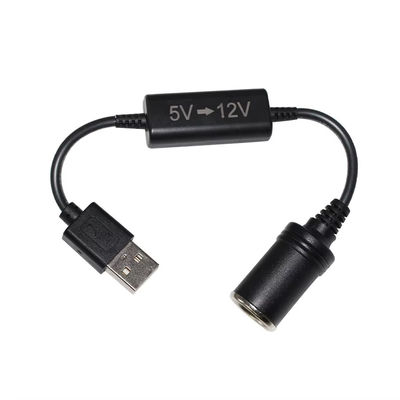 5V à 12V câble d'adaptateur USB pour voiture câble de convertisseur pas à pas avec prise d'allume-cigare, pour téléphone GPS Dash Cam, 24W de recharge sûre