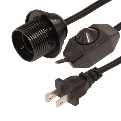 Cable d'adaptateur de prise résistant à la flamme durable avec prise d'ampoule E26 et commutateur d'atténuation en ligne, NEMA 1-15P à convertisseur E26