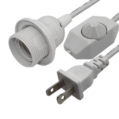 Cable d'adaptateur de prise résistant à la flamme durable avec prise d'ampoule E26 et commutateur d'atténuation en ligne, NEMA 1-15P à convertisseur E26
