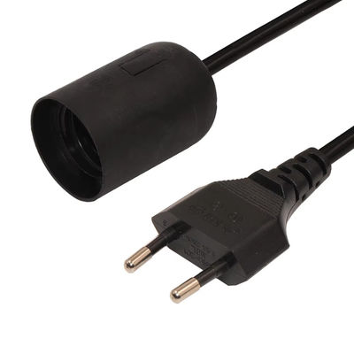 Cable de support d'ampoule EU E27 à fiche durable avec commutateur 303 et prise à deux broches pour éclairage intérieur/extérieur - certifié CE (220-240V)