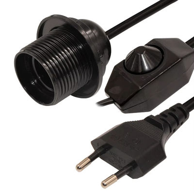 Cable réglable pour porte-ampoules UE E26 avec interrupteur de gradation rotatif pour éclairage domestique, 250V 4A certifié CE (noir)