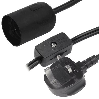 Royaume-Uni câble d'adaptateur de prise de lampe E27 avec commutateur d'allumage/d'arrêt en ligne, convertisseur de porte-ampoules pour lampes de table, 10A 250V
