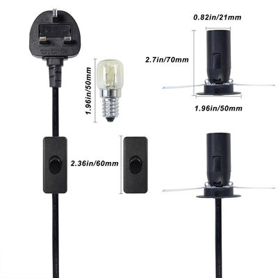 E14 Lamp Socket Converter Cable with UK Plug & 303 Switch, 250V 3A pour les équipements d'éclairage vintage