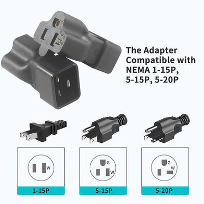 NEMA 5-15R à IEC 320 Adaptateur de prise de convertisseur C20 pour centre de données/usage industriel, connecteur d'alimentation durable de 250 V 15 A