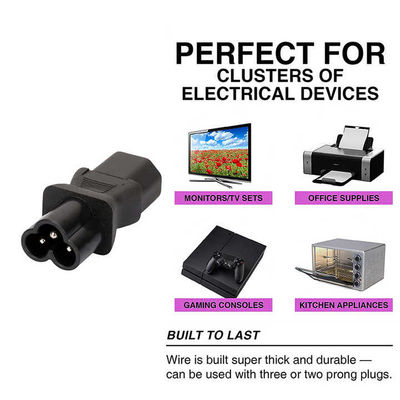 Adaptateur électrique universel à courant élevé C13 à C6 prise à 3 broches entrée pour centre de données/appareils de bureau 100-240V 10A certifié CE