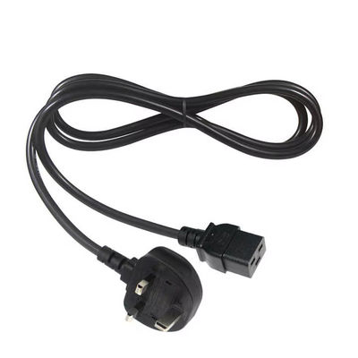 Royaume-Uni à C19 câble de câble électrique pour centres de données 16A 250V 14AWG 1.2M noir BS1363 Sécurité certifiée