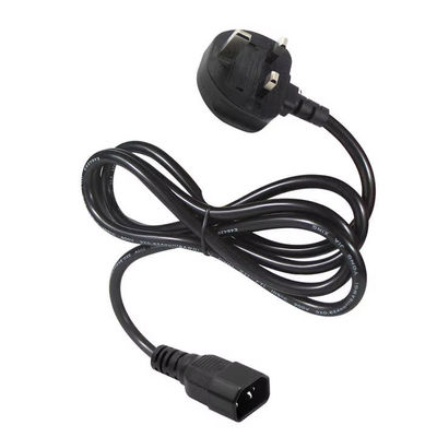 UK à C14 câble d'alimentation 1.2M 250V 10A 16AWG câble blindé pour UPS/serveur rack/appareil médical (IP67/RoHS/BS1363)