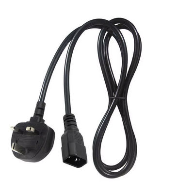 UK à C14 câble d'alimentation 1.2M 250V 10A 16AWG câble blindé pour UPS/serveur rack/appareil médical (IP67/RoHS/BS1363)
