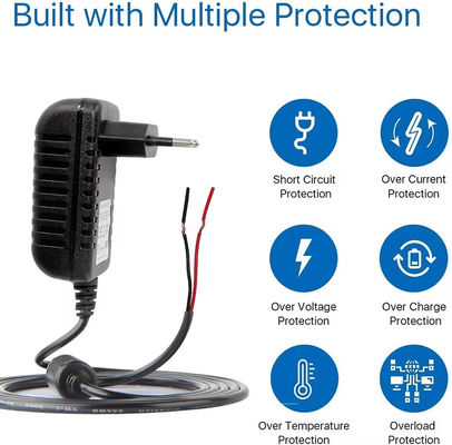 Adaptateur d'alimentation UE 12V 1A 2A avec extrémité de fil détachée