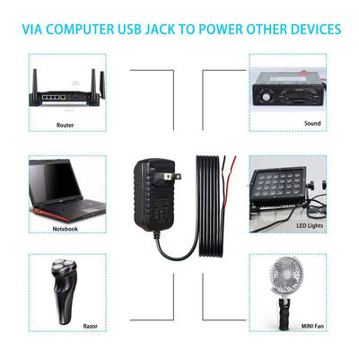 US Plug AC câble d'alimentation à fil vide    2 Prong NEMA 1-15P à l'extrémité dépouillée câble pour LED conducteur / alimentation / bricolage