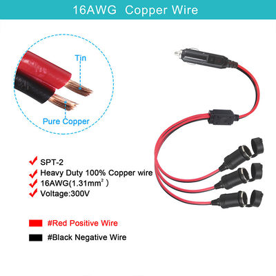 Adaptateur de séparateur de cigarette à trois prises avec commutateur pour l'expansion de la puissance du chargeur de véhicule 12V/24V