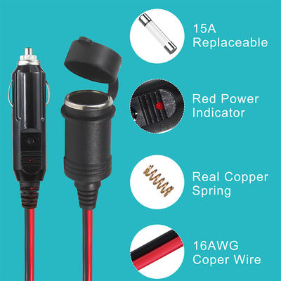 Adaptateur de séparateur de cigarette à trois prises avec commutateur pour l'expansion de la puissance du chargeur de véhicule 12V/24V
