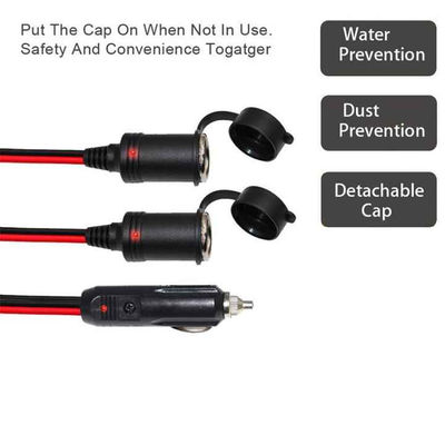 Adaptateur à double prise féminine pour l'extension d'alimentation du véhicule 12V/24V