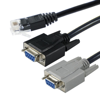 RJ45 à double câble convertisseur série DB9 mâle pour appareil de communication de séparation de serveur de console