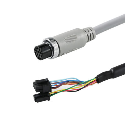 Cable de connexion circulaire féminin à 14 broches M12 imperméable à l'eau avec extrémité de fil ouverte pour la transmission de signaux de capteurs ou l'automatisation industrielle