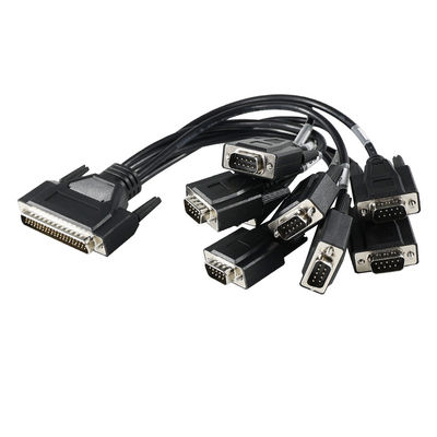 DB-62 mâle à 7x DB-9 mâle câble de rupture pour la communication en série industrielle, RS232/RS485 Splitter - 1,2m noir
