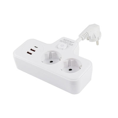 Extendant de prise électrique multifonctionnelle UE avec 2 ports USB, 2 prises AC et port de charge de type C 250V Adapteur mural