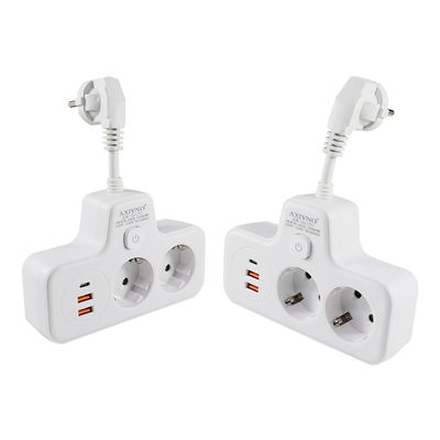 Extendant de prise électrique multifonctionnelle UE avec 2 ports USB, 2 prises AC et port de charge de type C 250V Adapteur mural