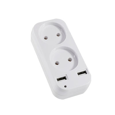 Adaptateur à double prise de courant alternatif standard européen avec 2 ports de charge USB 250V 10A Convertisseur de puissance mural