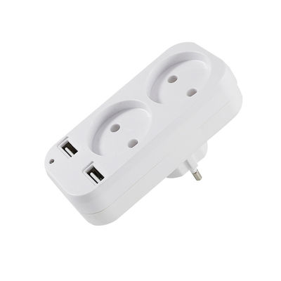 Adaptateur à double prise de courant alternatif standard européen avec 2 ports de charge USB 250V 10A Convertisseur de puissance mural