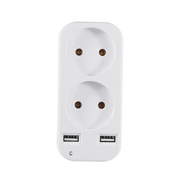 Adaptateur à double prise de courant alternatif standard européen avec 2 ports de charge USB 250V 10A Convertisseur de puissance mural