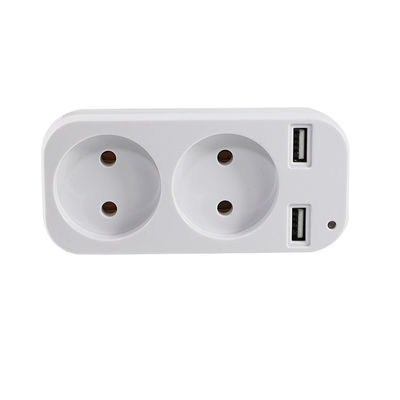 Adaptateur à double prise de courant alternatif standard européen avec 2 ports de charge USB 250V 10A Convertisseur de puissance mural