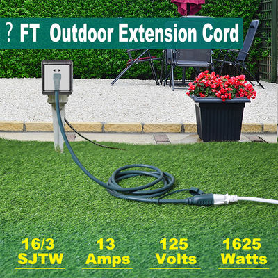 Cordon de rallonge extérieur 6 pieds, prise plate à 90 degrés NEMA 5-15P vers 5-15R