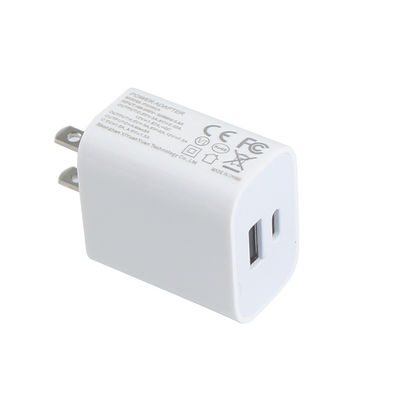 US 2 broches 20W chargeur mural USB à double port Adaptateur d'alimentation à recharge rapide de type C et USB-A pour téléphone, tablette, appareil photo