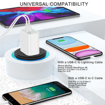 Chargeur mural double USB 18W à 2 broches US – Adaptateur d'alimentation à charge rapide Type-C et USB-A pour smartphone, tablette, appareil photo