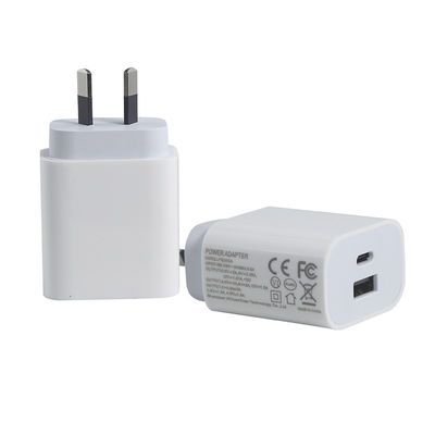 Chargeur murale à double port AU 2-Pin 20W USB-C et USB-A Adapteur de puissance de charge rapide pour téléphone, tablette, appareil photo, utilisation en voyage