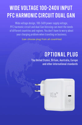 Chargeur mural USB-C 2 broches EU 140W pour ordinateur portable, tablette, MacBook