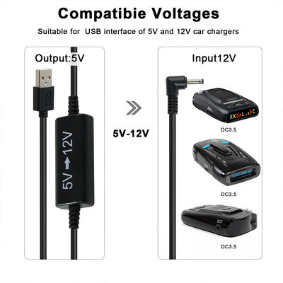 Câble d'alimentation USB vers DC coudé 5V à 12V - Adaptateur élévateur de tension pour routeur, bande LED, caméra, ventilateur