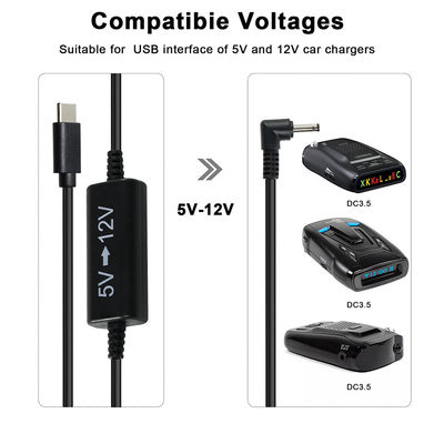 Cable USB-C à 12V avec prise CC à angle droit - câble de convertisseur de puissance de 5V à 12V pour routeur, LED, caméra, ventilateur