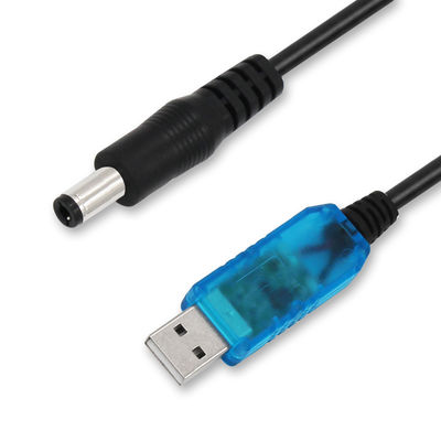 Cable d'alimentation USB à courant continu 5V à 12V avec coque bleue/blanche/rose transparente - Adaptateur de boost pour routeur, LED, appareil IoT