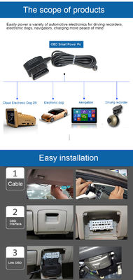 OBD2 à courant continu 5.5x2.1mm câble d'alimentation pour Dash Cam- ACC/Mode de stationnement Adaptateur câblé avec coupure de tension intelligente pour 12V Car DVR