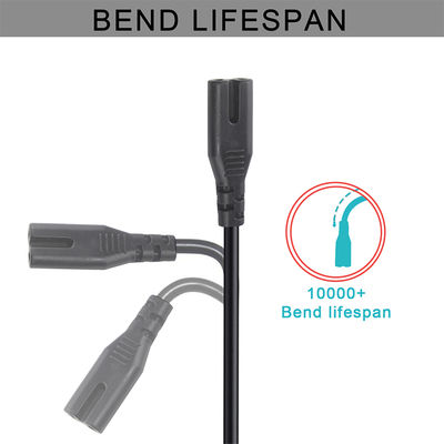 NEMA 1-15P à IEC C7 Cable d'alimentation -Plaque à la figure-8 câble de connexion pour ordinateur portable, lecteur DVD, console de jeu, petits appareils électroménagers