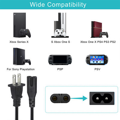 NEMA 1-15P à IEC C7 Cable d'alimentation -Plaque à la figure-8 câble de connexion pour ordinateur portable, lecteur DVD, console de jeu, petits appareils électroménagers