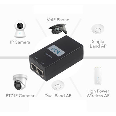 Injecteur PoE actif de bureau - 48V Power Over Ethernet Adapter IEEE 802.3af/at pour les caméras IP, les points d'accès sans fil, les téléphones VoIP