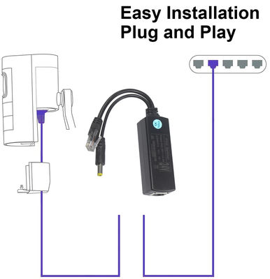 Diviseur PoE avec sortie CC - Convertisseur d'alimentation par Ethernet abaisseur 48V vers 12V/9V/5V pour caméra IP, Raspberry Pi, point d'accès