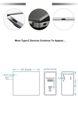 Chargeur mural double port 45W avec prise américaine, USB-C et USB-A