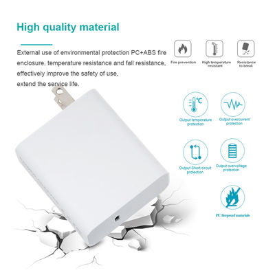 Chargeur mural USB-C US Plug de 60 W 2 broches Adaptateur de charge rapide compact pour ordinateur portable, téléphone, tablette, utilisation en voyage (entrée de 240 V)