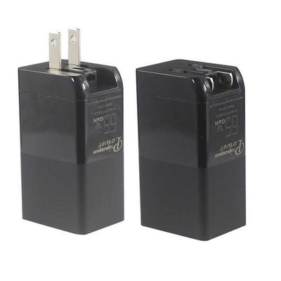 Chargeur mural USB 65W US Plug Adapteur à double port avec sortie USB-C et USB-A pour chargeur d'ordinateur portable, téléphone, tablette, voyage (entrée de 240V)