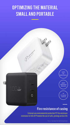 Chargeur mural double USB-C 100W US Plug – Adaptateur de charge rapide à 2 ports pour ordinateur portable, tablette, téléphone, appareils Type-C (Entrée 100–240V)