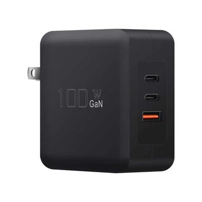 Chargeur mural US Plug de 100 W ¢ Adaptateur de charge rapide USB-C et USB-A double pour ordinateur portable, tablette, téléphone, utilisation en voyage (100 ¢ 240V d'entrée)