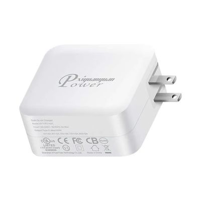 Chargeur mural US Plug de 100 W ¢ Adaptateur de charge rapide USB-C et USB-A double pour ordinateur portable, tablette, téléphone, utilisation en voyage (100 ¢ 240V d'entrée)